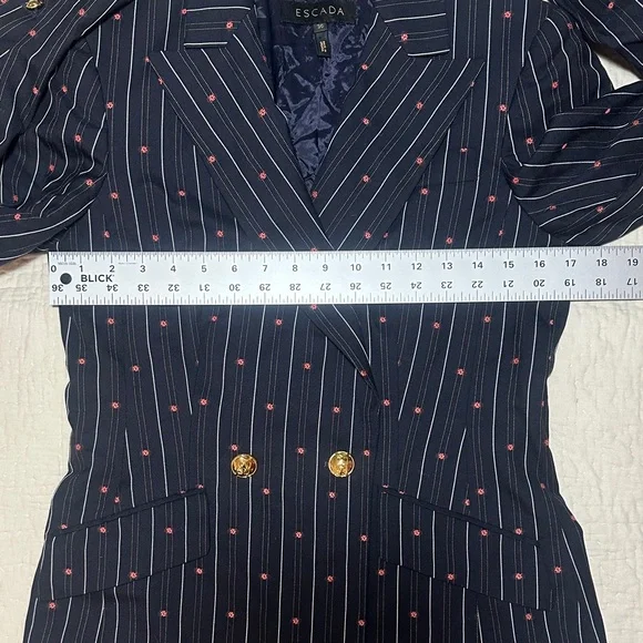 Escada Blazer with Navy Stripes and Red Dots - Picture 4 of 9